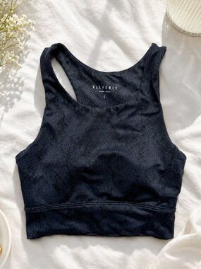 Anthropologie All Fenix Snake Print Sports Bra Size Small Gray Black Athletic
